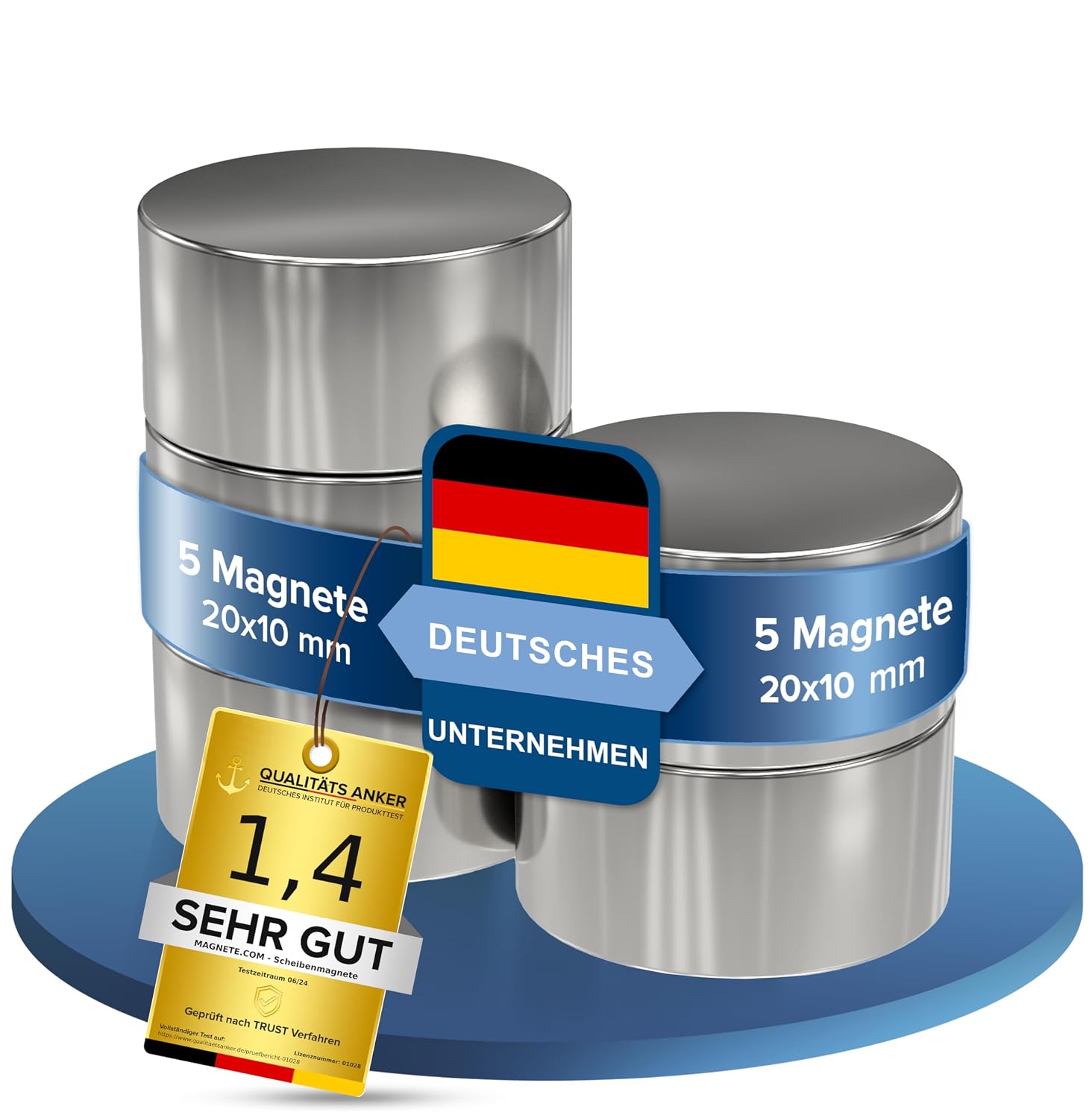 5 Stück Neodym Power-Magnet Ø 20 × 10 mm
