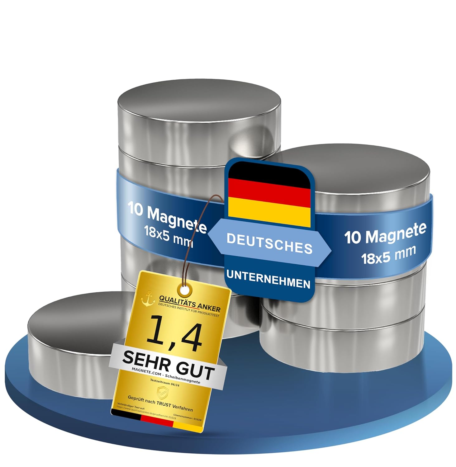 10 Stück Neodym Power-Magnet Ø 18 × 5 mm