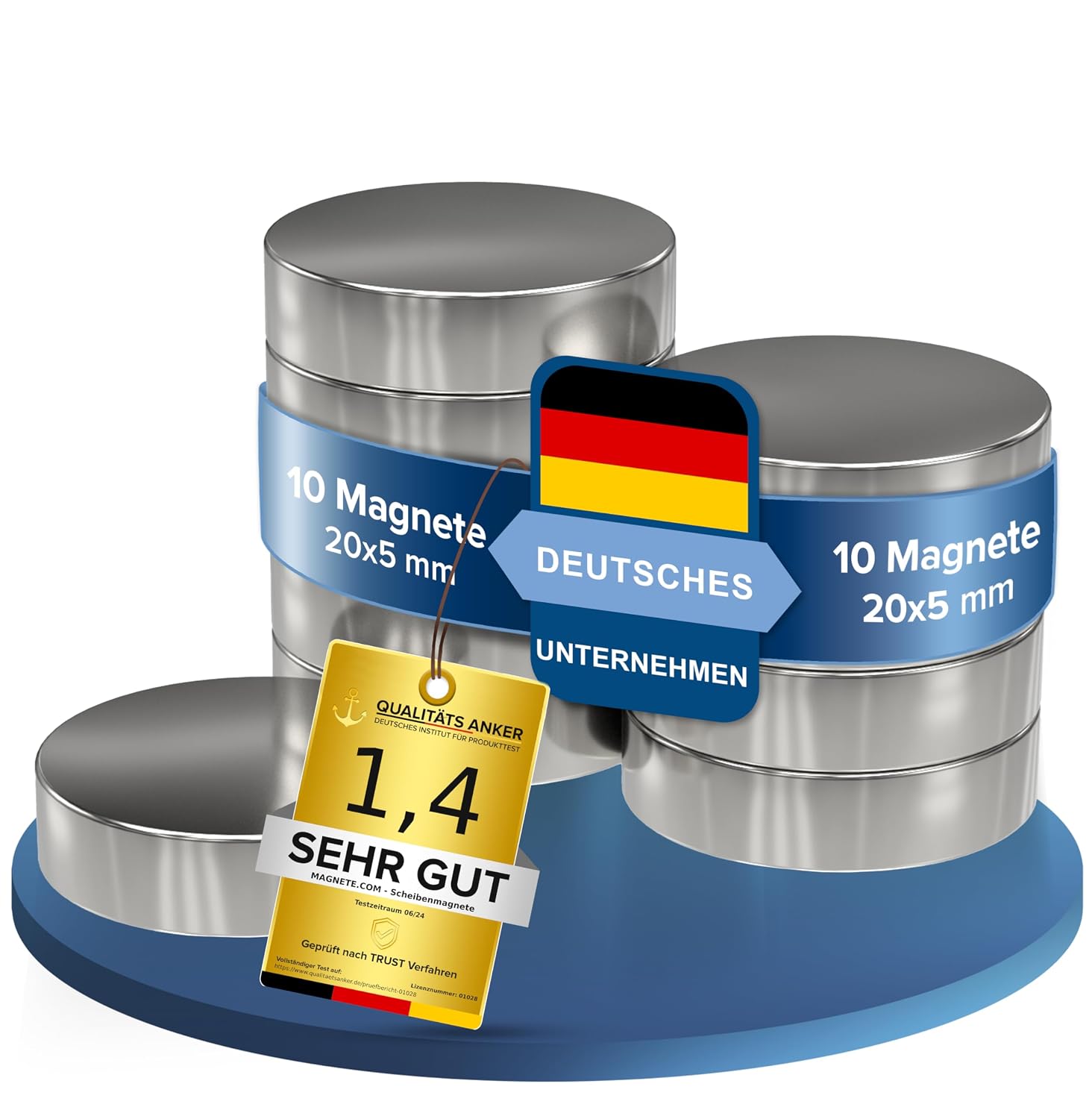 10 Stück Neodym Power-Magnet Ø 20 × 5 mm